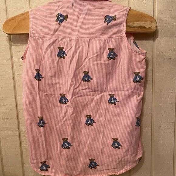Vintage Quizz New York Shirt Women's Large Pink Striped Teddy Bear Sleeveless - Picture 5 of 9